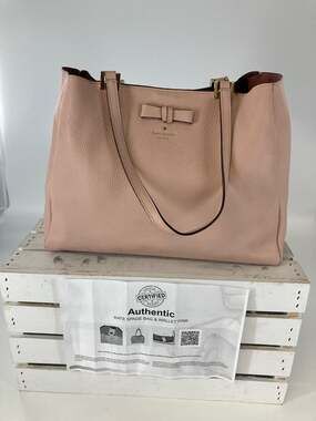 KATE SPADE LARGE DUSTY PINK PEBBLED LEATHER SHOULDER BAG